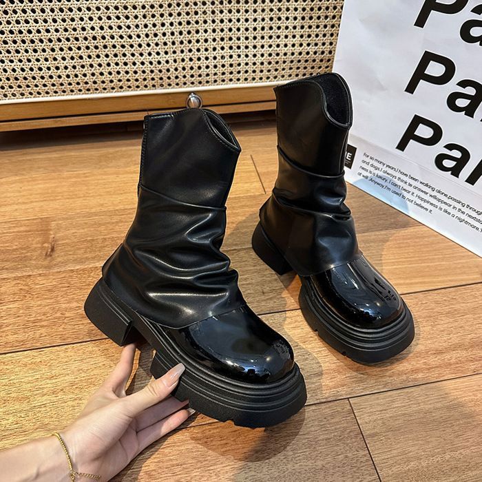 VITATA Bottes Mi-Mollet Femme–Style Bottines avec Semelle Épaisse