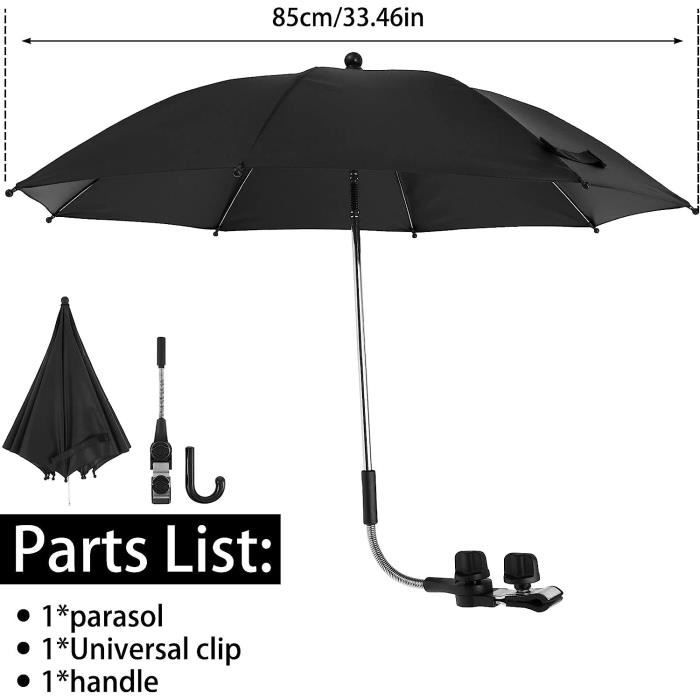 Ombrelle poussette universelle anti uv noir outlet