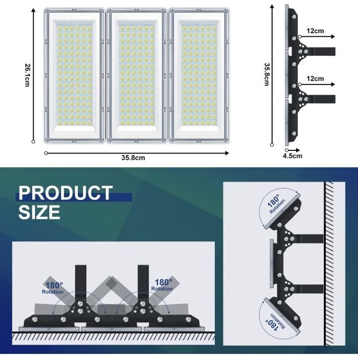 Led U35 Projecteur Exterieur Led 300W, Ip67 Etanche 3 En 1 Projecteur Led ...
