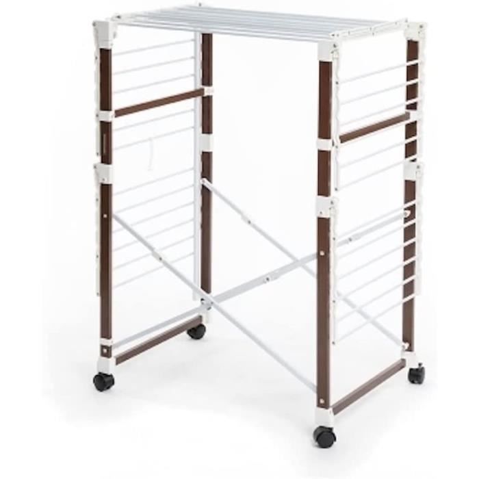 Étendoir à Linge Pliable 16 Barres – Trépied Bois Cyprès, Support Vêtements Jusqu'à 40 Kg, Gain De Place Balcon Chambre, Séchage Manteaux Linge Familial