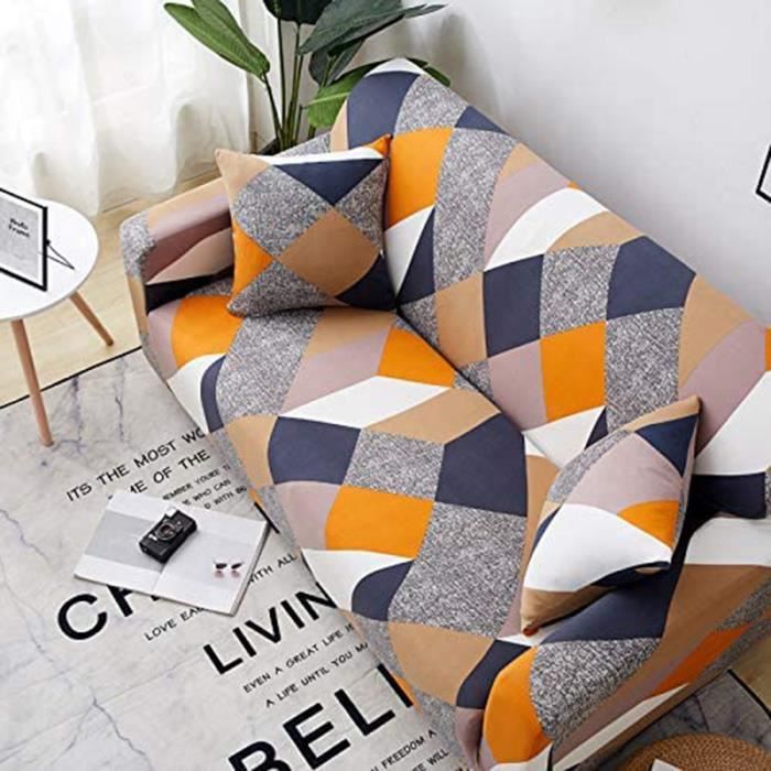 Housse De Canapé Washa 3 Pièces Pour Canapé 2 Coussins, Taupe, Extensible, Lavable