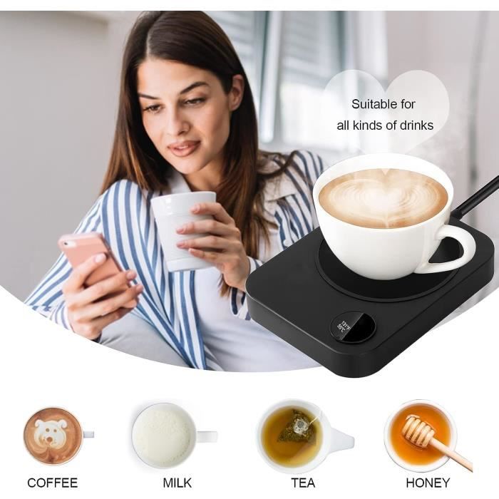 Chauffe-tasse électrique - 3 Températures Réglables (130°F-170°F), Arrêt Auto, écran LED, Pour Bureau