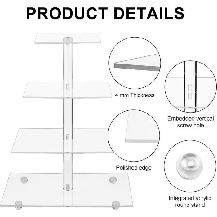 Vitrine Acrylique Transparente Avec Plateau Tournant LED – 30 Cm – Anti-poussière, Pour Figurines Et Collections