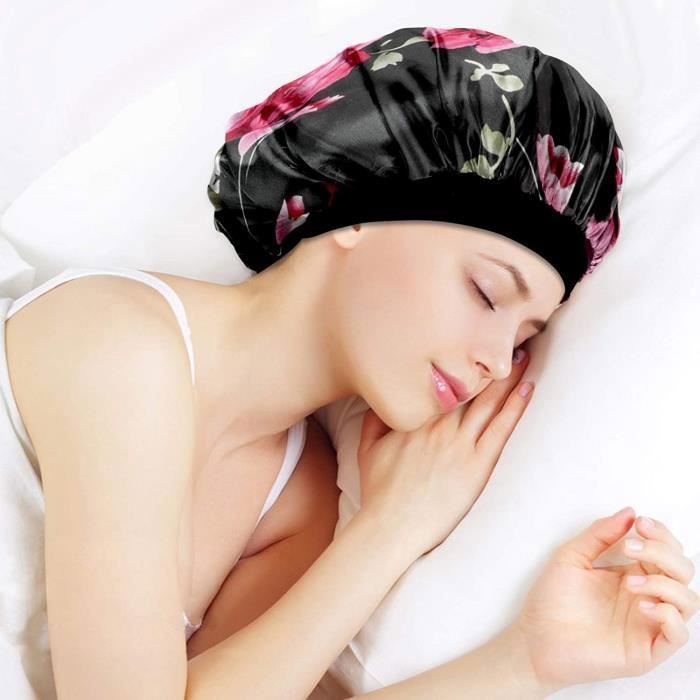 Bonnet Satin Nuit Long Réglable – Protection Cheveux Soie Pour Sommeil & Soins