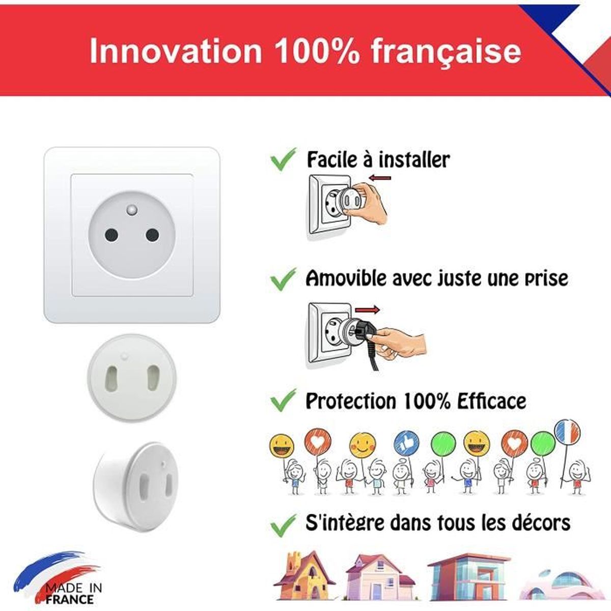 Bebealis Pack X Cache Prise Bebe Amovible Sans Clef Ni Adhesif Made In France Revolutionnaire Et Invention Francaise Kit Cdiscount Puericulture Eveil Bebe