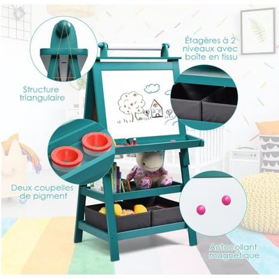 Joyz 2in1 Chevalet d'Enfants Multifonctionnel, Pieds en Bois, Tableau à