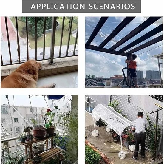 2x4m Bâche Transparente Avec Oeillets Bâche Imperméable Transparente Avec 10m Corde Pour Serre