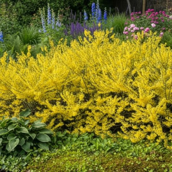 Forsythia Minigold – Arbuste à Fleurs Jaunes, Pot 3L, Floraison Mars, Hauteur 1 M, Caduc