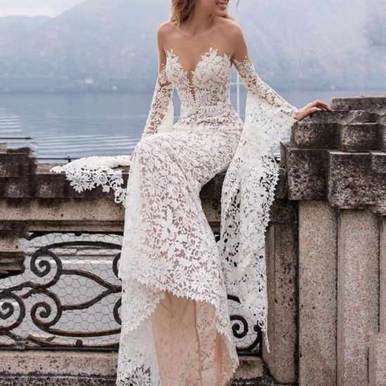 Robe manche longue sale évasée
