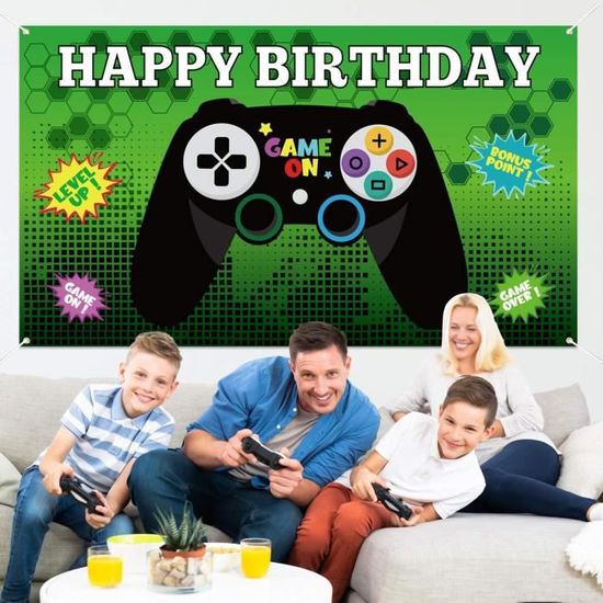 71 X 47 Pouces Jeu Video Joyeux Anniversaire Toile De Fond Banniere Grande Affiche Photo Booth Accessoires Fond Decorations De Fe Cdiscount Maison
