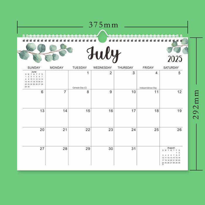 Calendrier Mural 18 Mois (Jan 2025 - Juin 2026) - 43,2x30,5cm - Avec Autocollants - Pour Bureau Ou Famille