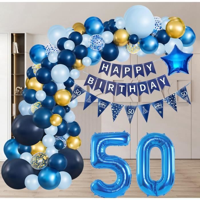 Arche Ballon Bleu,Arche De Ballon-Ballons Bleu, Beige Et Ballons Doré