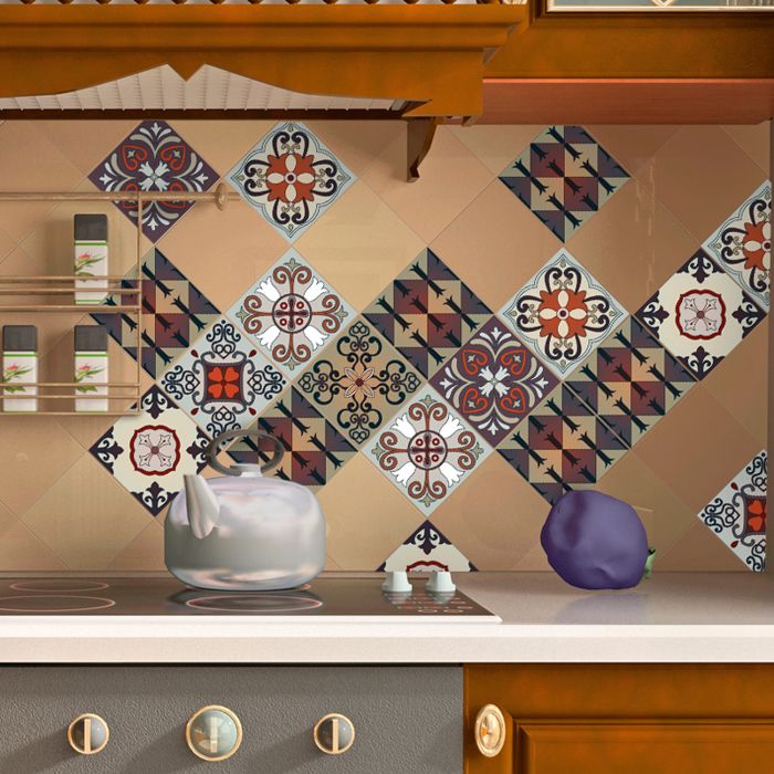 Sticker Mural Carrelage Adhésif Cuisine Salle De Bain - 9 STICKERS Carrelages Azulejos Renato 9stickers20x20cm 86806880