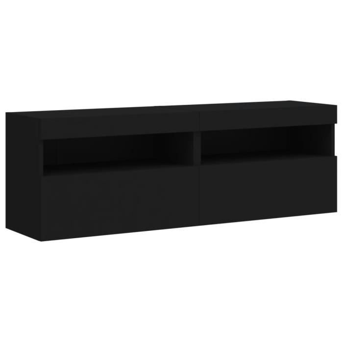 Ensemble de meubles TV muraux 8 pcs avec lumières LED noir Ensemble de meubles TV muraux 8 pcs avec lumières LED noir