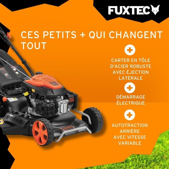 Tondeuse Autoportée Thermique FUXTEC 6CV 196cm3 Démarrage électrique - Neuf