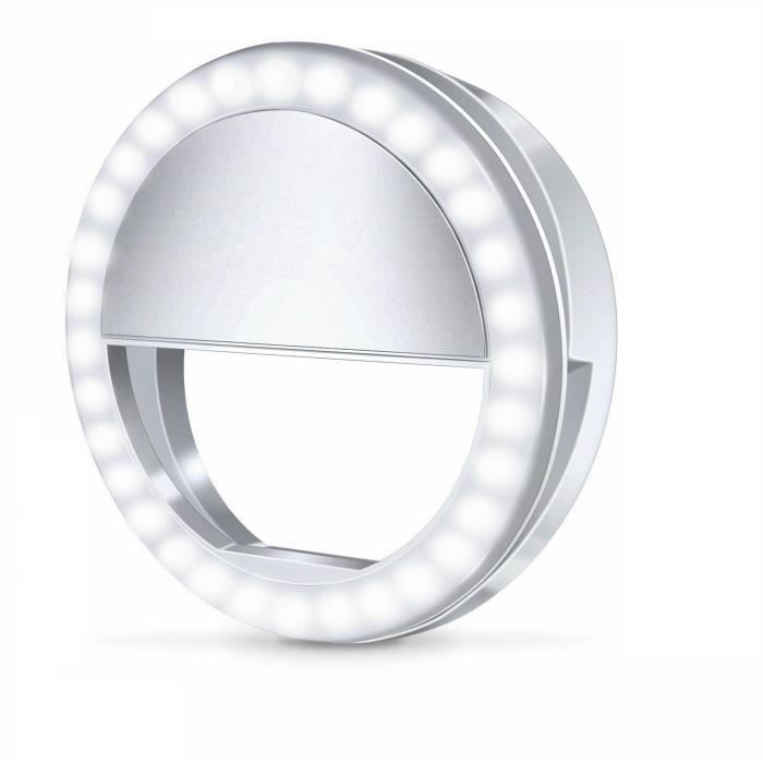 VSHOP® Ring Light Selfie LED pour Téléphone - Mini Lumière Anneau 85mm,  Intensité Réglable,5000K-7000K,avec Porte-Smartphone pour