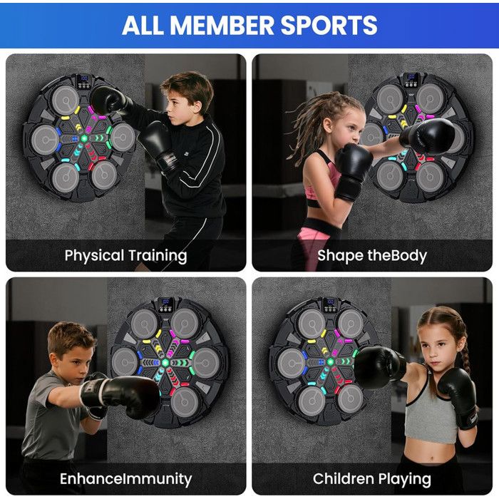 Macchina Da Boxe Musicale Con LED E Bluetooth, Velocità Regolabile, Guanti Inclusi, Per Allenamento Ritmico Adulti E Bambini