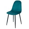 Chaises - Chaise en velours et pieds métal - Bleu canard - L 53 x l 44 x H 88 cm-0
