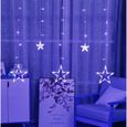 2.5M LED Rideau Lumineux, Guirlande Lumineuse avec 12 Etoiles Rideau Lumière Décoration pour Noël Fenêtre Mariage Bleu-0