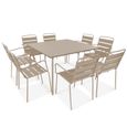 Ensemble table de jardin et 8 fauteuils - Acier - Palavas - Taupe-0