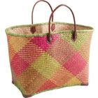 AUBRY GASPARD - Panier en palmier - avec 2 anses simili cuir - 50x28x36 cm - coloris assortis