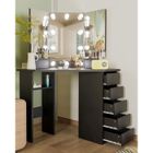 Coiffeuse Miroir et LED - HOMDOX - Coiffeuse d'Angle Noir - 112x50x143cm - 5 tiroirs - étagère - Coiffeuse pour Femme Style Moderne