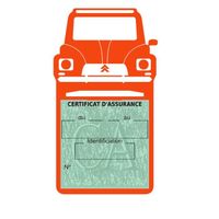 Simple porte vignette assurance Citroën Dyane sticker adhésif Orange