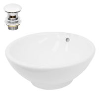 Vasque à Poser Lavabo Salle de Bain - ECD Germany - Ø 420x170 mm - Céramique - Blanc