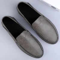 WYD™ Chaussures de mode Homme en cuir décontractées, Mocassins souples pour Homme respirants - gris