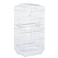Pawhut Cage à oiseaux volière avec mangeoires perchoirs plateau excrément amovible cage pour canaris perruches perroquets
