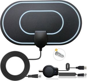 Antenne TV Intérieure Amplifiée - Haute Sensibilité 10m