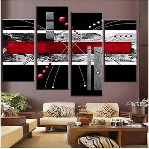 4 Ensemble Toile Murale Art Picture Rouge Noir Gris Combiné