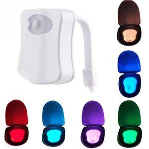 AMPOULE INTELLIGENTE ampoule intelligent de cuvette 8 couleurs changeantes Body Motion Dection capteur automatique de lumière LED Toilet Bowl Couvercle 