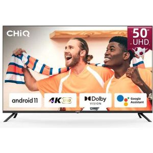 Téléviseur LED CHIQ U50H7C, 50 Pouces (126 cm), Android TV, Smart TV, UHD, 4K, Alexa, WiFi, Bluetooth, Google Assistant, Netflix, Prime Video, 3
