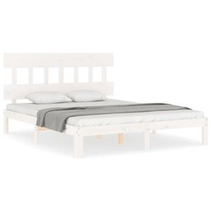 STRUCTURE DE LIT BLL Cadre de lit avec tête de lit blanc King Size 
