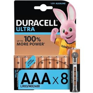 PILES Duracell Ultra, lot de 8 piles alcalines type AAA 1,5 Volts, LR03