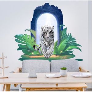 Un ensemble d'autocollants muraux tigre fille papillons Sticker mural  décoration murale pour salon chambre bureau