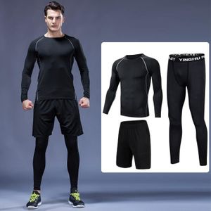 COMBINAISON DE COMPRESSION Ensemble tenue de compression hommes 3 pcs Maillot