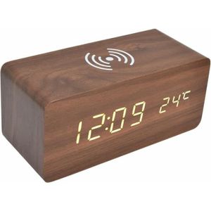 Radio réveil Réveil numérique en bois, radio-réveil 12-24 heure