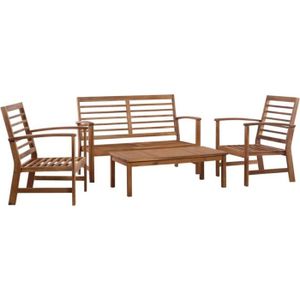 Ensemble table et chaise de jardin vidaXL Salon de jardin 4 pcs Bois d'acacia solide