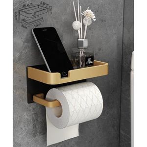 Porte-papier toilette en métal 8x16 cm noir/doré