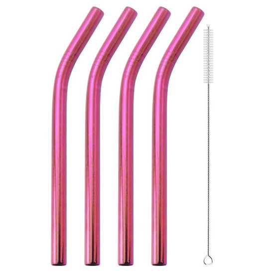 UNOLIGA Lot De 7 Pailles Inox Extra Larges 12 Mm – Réutilisables Pour Bubble Tea, Smoothies & Milkshakes – 7 Couleurs Fun + 2 Brosses + Sac
