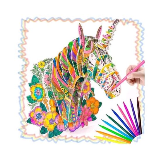 Jouet Fille Puzzle à colorier 3D Licornes -Manuelles Loisirs créatifs   Cadeau Fille 6 7 8 9 10 11 12 Ans pour Anniversaire & Noël - Cdiscount Jeux  - Jouets