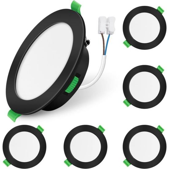 B.K.Licht - Lot De 6 Spots LED Encastrables 230V Avec Fonction Veilleuse, Surfaces Et Anneaux Commutables Séparément, Fonction Mémoire, Plat, Spots De Plafond, Lampes Encastrées, 68mm, 93x30mm