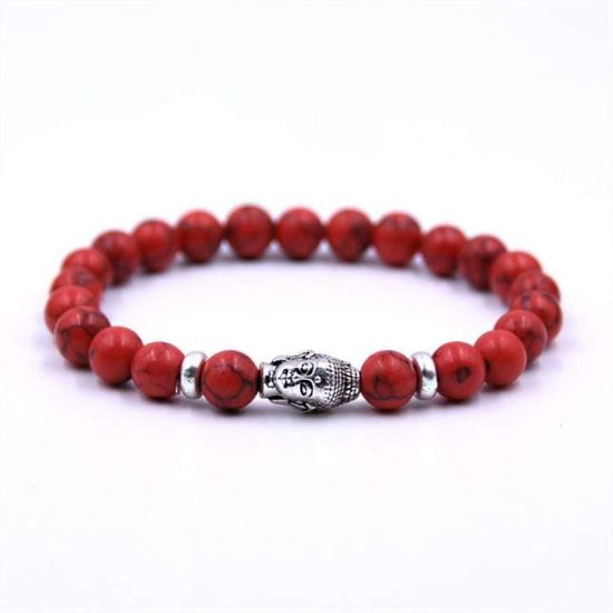 Bracelet En Pierre Naturelle Aventurine Rouge Polie - Perles 8mm - Chakra - Neuf étiqueté