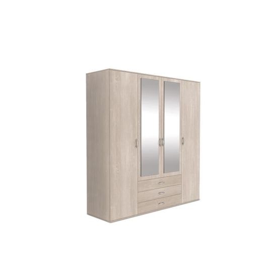 Armoire 3 tiroirs et 4 portes, armoire à glace, meuble de chambre