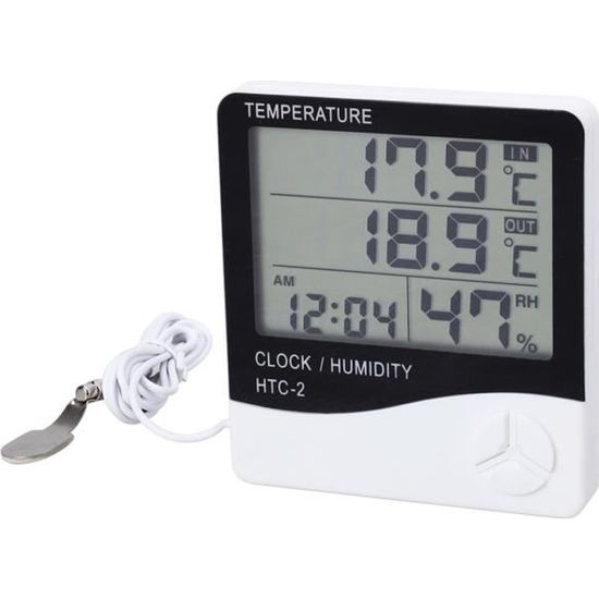 Digital LCD Interieur Thermomètre Hygromètre Testeur Humidité Horloge Cadeau NF