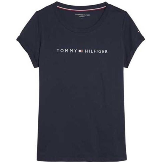 Vetements femme T Shirts Tommy Hilfiger Round Neck Logo Jersey Bleu Cdiscount Pret a Porter