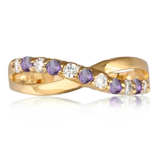 Bague Zircone Cubique Violette Forme Géométrique - Plaquée Argent Sterling Taille 7