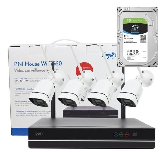 Kit NVR 4 Caméras IP Wireless Sans Fil + Ecran 10.1" HD